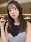 セミロング30代40代ストレートレイヤー前髪なし前髪あり表参道