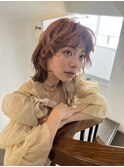 小顔レイヤー無造作セミロングデザインカラー