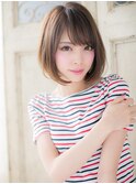 mod's姪浜/美髪シルキーベージュ斜めバングひし形前下がりボブi
