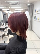 ヴェイン 渋谷(vain)&nbsp;くびれウルフスタイルブリーチなしダブルカラー赤髪