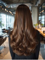 アース 天満橋店(HAIR & MAKE EARTH) ブリーチなしカラー◎艶髪ロング×チョコブラウン