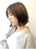 くびれボブ/外ハネダークアッシュ透明感カラーブリーチなしp越谷