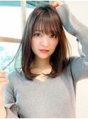 ◎大人かわいい/前髪/ココアブラウンフリンジウェーブ艶カラー