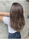 極細ハイライト×ミルクティーベージュ