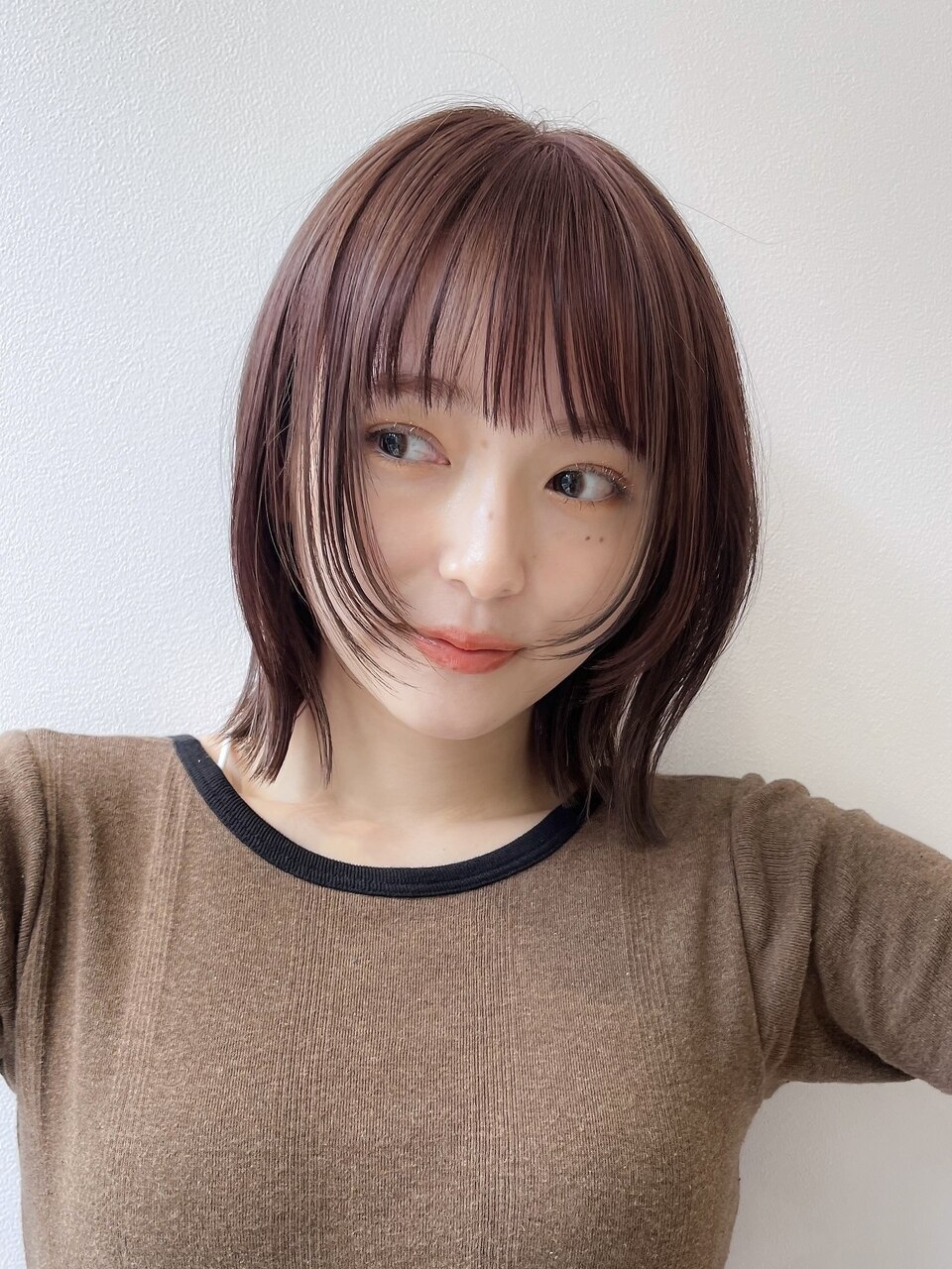 人毛 ハンドカット　マッシュボブ　少し明るめブラウン Ｍサイズ 2025年夏】ブラウン ボブの髪型・ヘアアレンジ｜人気順