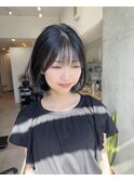 韓国風ボブ/ブルーブラック/地毛風