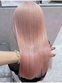 ダブルカラーピンクベージュベージュカラーケアブリーチレイヤー