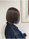 透明感オリーブベージュ/ぷつっとボブ/春カラー/20代、30代