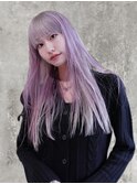 ホワイトグレージュ×ピンクパープル デザインカラー/ロングヘア