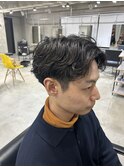 シャドウパーマ×センターパート