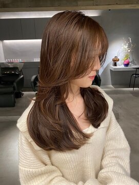 リール(rire) 卵型ホワイトグレージュミニウルフデジタルパーマチェリーブラウ