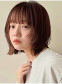 ミディアムレイヤー/くびれヘア/アプリコットオレンジ/20代/30代