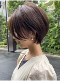 新宿小顔ショートボブ/丸みショート/ショコラブラウン/ベージュ