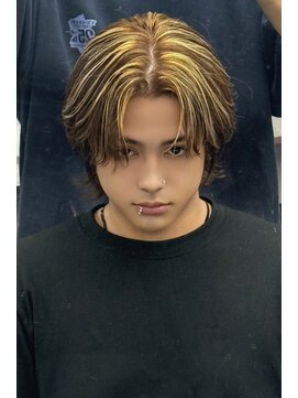 メンズサロン スライバイリアオオサカ(Sly By Ria OSAKA) センターパート/ウルフヘア/メッシュカラー【梅田】