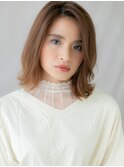 ミルクティーブロンドクラゲカットワンレンボブディ20代30代W