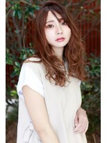 ラフィスヘアー リープ 新丸子店(La fith hair leap)&nbsp;【La fith】 オレンジベージュ×セミロングスタイル