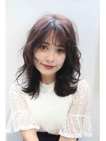 スパイス(SPICE) 20代30代姫カット小顔レイヤーミディアムカシスブラウン