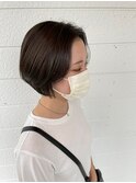 髪質改善 ショートボブ インナーカラー 韓国風 前髪カット 小顔