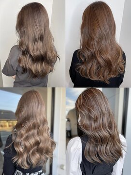 美容室フルール 小顔ショコラアッシュヘルシースタイルふんわりカール