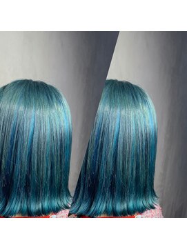 ヘアサロンエムフィス 池袋東口(HAIR SALON M Fe's) ブルーグリーンのアンブレラカラー