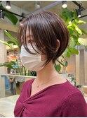 大人ショートボブヘアミルクティーベージュカラーグレイカラー●