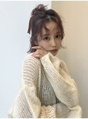 大人ガーリーリボンヘアアレンジ梅田ヘアセット