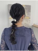 岡山ヘアセット　編みおろしヘア
