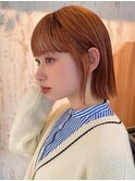 熊本 ボブ 韓国 顔まわりカット オレンジブラウン　Arisa.
