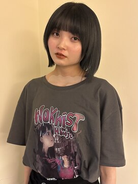 ロックス バイ マグ 松本(rocks BY MAG) 20代30代透明感暗髪アッシュブルーグレージュ丸みボブ