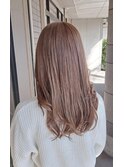 ロングヘア　ベージュカラー　艶カラー