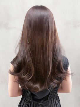 ロング暗めカラー韓国ヘア顔周りレイヤーグレージュ_ba566172