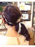 リボン編み込みヘアセット☆