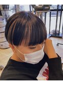 インナーカラー×ミルクティーアッシュ個性派マッシュショート