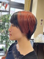 美容室 スピリチュアル ハート(SPIRITUAL HEART)&nbsp;ポイントブリーチ　オン 「レッド」アシメ