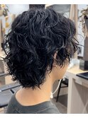 ツイストスパイラルパーマメンズマッシュ刈り上げ　奥東巧真