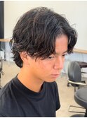 センターパート波巻きパーマスパイラルパーマツイストスパイラル
