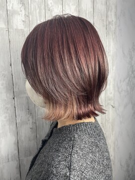 ビューティドレッセヤマノ 池袋パルコ(Beauty Dresse YAMANO) 外ハネボブ/レイヤーボブ/イヤリングカラー/ピンクカラー