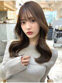 20代30代40代◎前髪パーマ韓国風巻きくすみベージュお団子ヘア