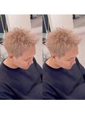 スパイキーショートブリーチカラーミルクティーベージュ
