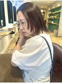 【吉田江梨】顔周りレイヤーカットアースカラー地毛風ストレート