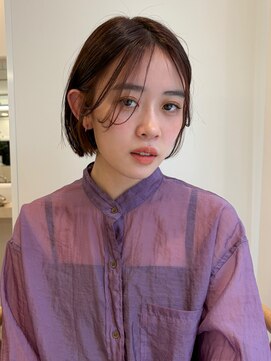 ガーデンヨコハマ(GARDEN YOKOHAMA) ミニボブ ワンレン フレンチバング 面長 ミルクブラウン
