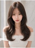 ミルクベージュツーウェイバングミディアムレイヤーカット