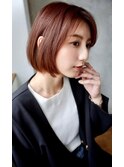 大人ショートボブ20代30代40代ミニボブ/ベージュピンク24