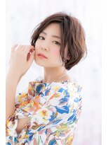 ミック ヘアアンドメイク アップ 駒込店(miq Hair&Make up)&nbsp;センターパートショコラアッシュ前下がりふわふわボブa1
