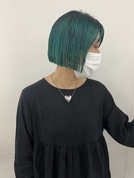 エンドリンク(endlink) ライトグリーン×ぱつっとボブ