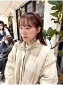 pink brown 暖色カラー 顔まわりカット ピンクブラウン