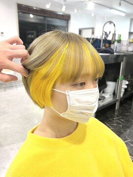 グラム 岡崎北店(gram) ◎ホワイトミルクティー/インナーカラー/イエロー