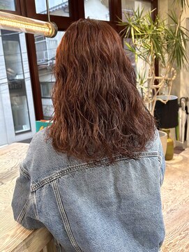 ヲタク(wotaku.) オレンジブラウン/パーマスタイル/ブリーチなしカラー