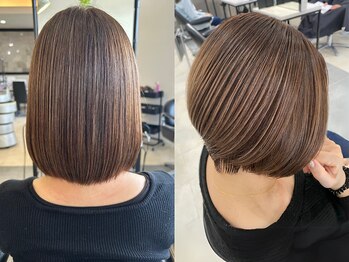 クララ カシハラ(CLALA Kashihara)の写真/ワントーン明るく♪カット×白髪ぼかしカラー×髪質改善TR8500円にご予約殺到/話題の水素カラーも