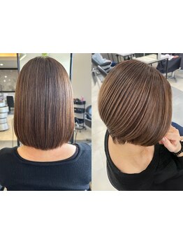 ワントーン明るく♪カット×白髪ぼかしカラー×髪質改善TR8500円にご予約殺到/話題の水素カラーも